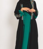 Black Khayt Open Abaya 6