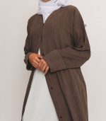 Brown Textured Open Abaya 2