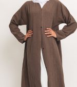 Brown Textured Open Abaya 3