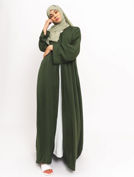Green Essential Open Abaya 4
