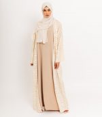 Mosaic Cream Open Abaya