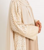 Mosaic Cream Open Abaya 3