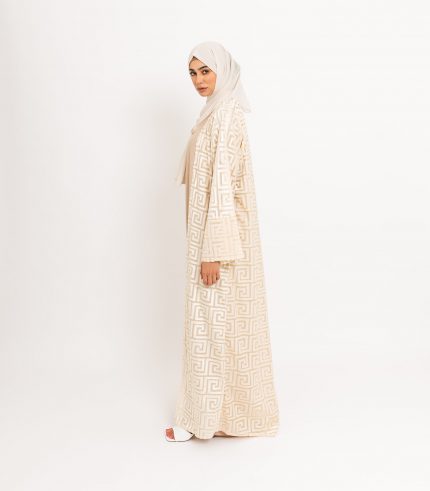 Mosaic Cream Open Abaya 4