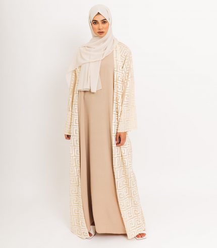 Mosaic Cream Open Abaya