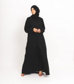 Plain Black Open Abaya 2
