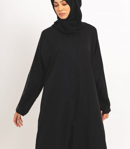Plain Black Open Abaya 4