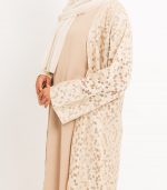 Shimmer Cream Open Abaya 2