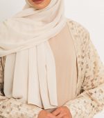 Shimmer Cream Open Abaya 3