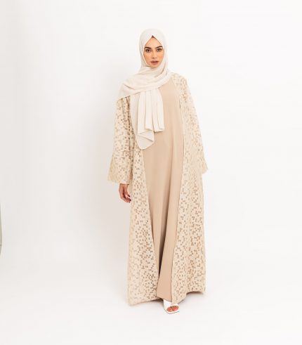 Shimmer Cream Open Abaya