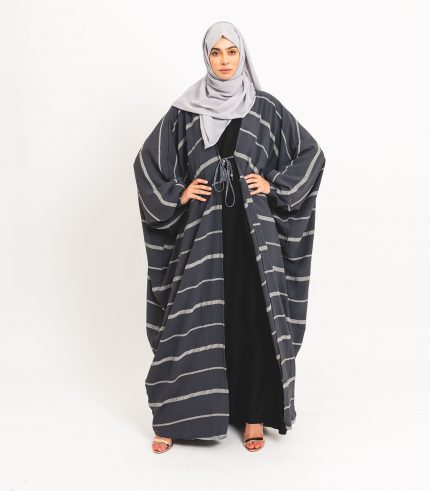Thaqafa Grey Open Abaya