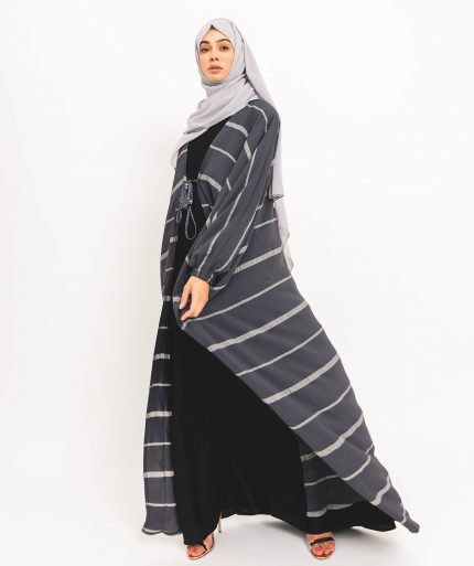 Thaqafa Grey Open Abaya 6