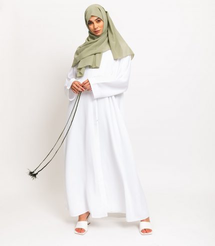 White Essential Open Abaya 4