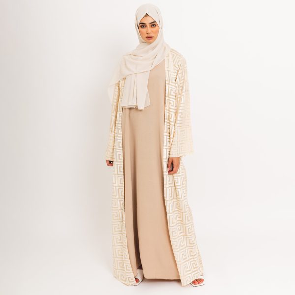 Mosaic Cream Open Abaya