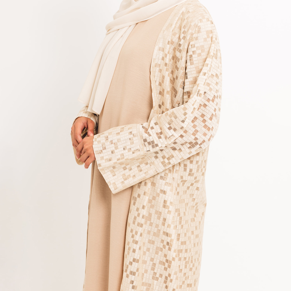 Shimmer Cream Open Abaya