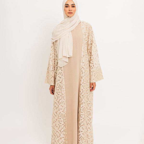 Shimmer Cream Open Abaya