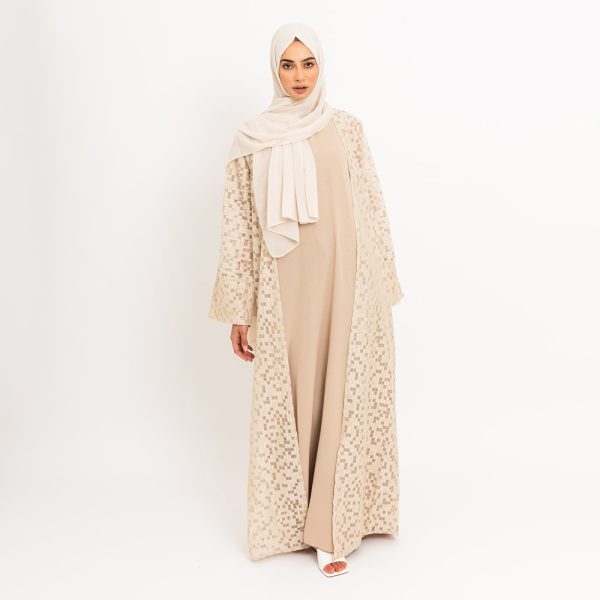 Shimmer Cream Open Abaya