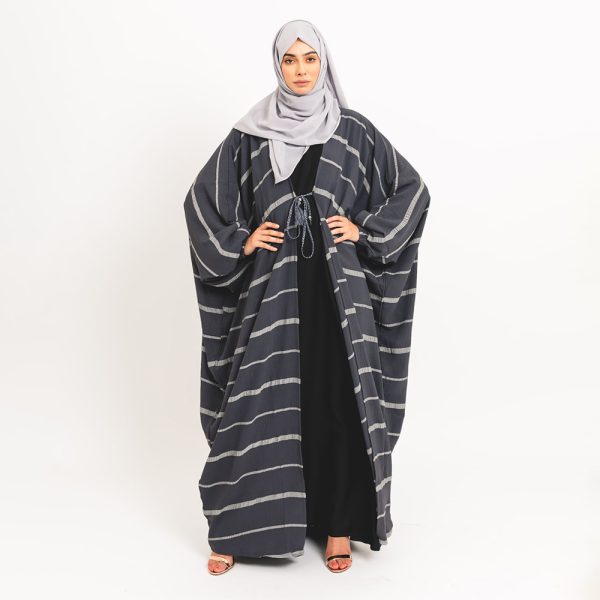 Thaqafa Grey Open Abaya