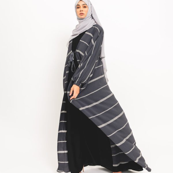 Thaqafa Grey Open Abaya