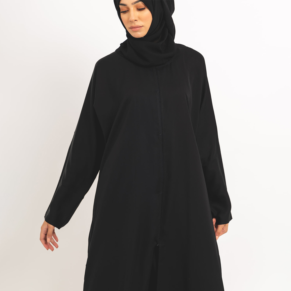 Plain Black Open Abaya